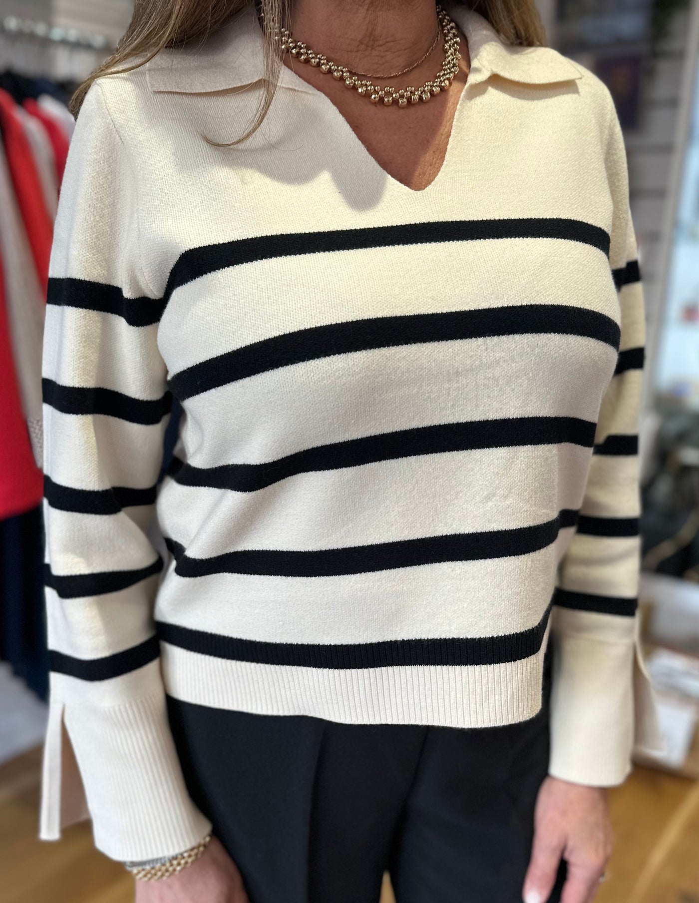 ONLY Birch Monica Striped Pullover