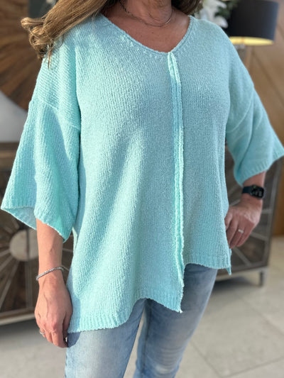 Turquoise Seam Front Knit