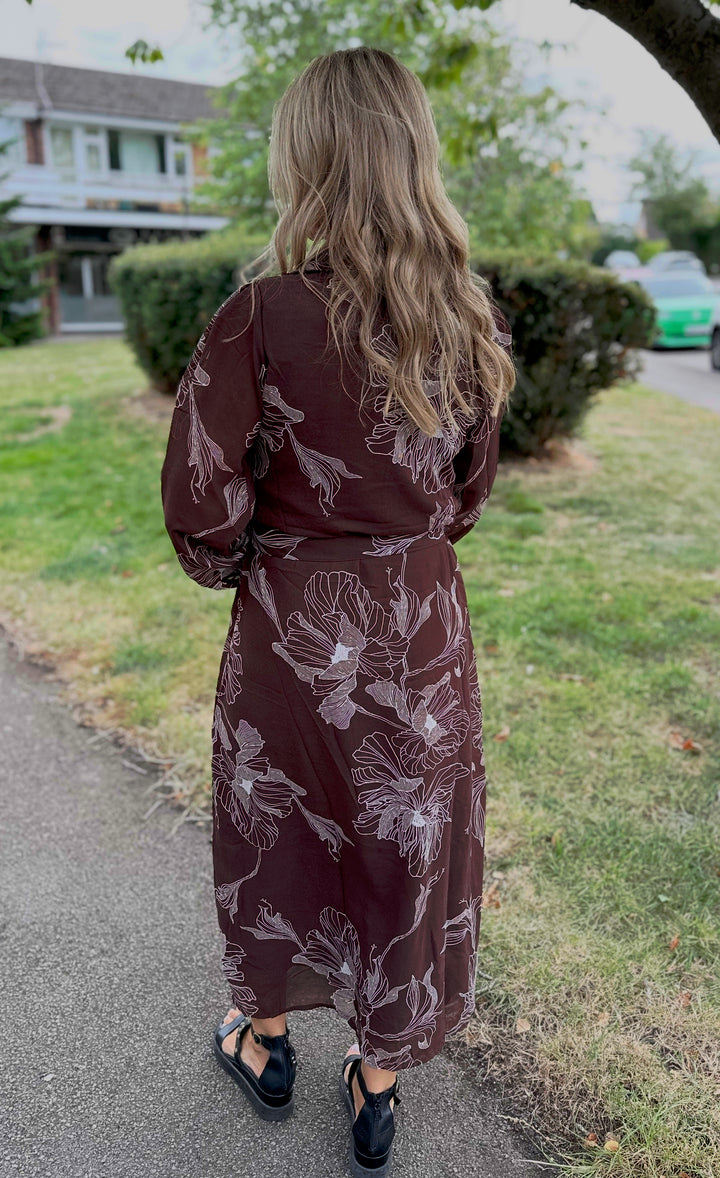 ONLY Brown Floral Shirt Dress