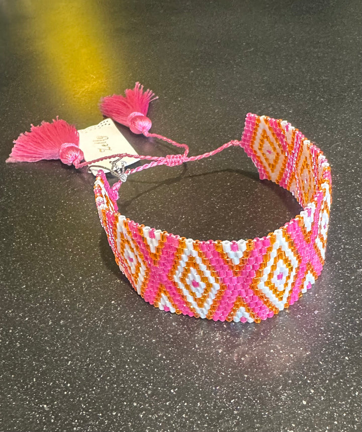 Zelly Pink, Orange & White Bracelet