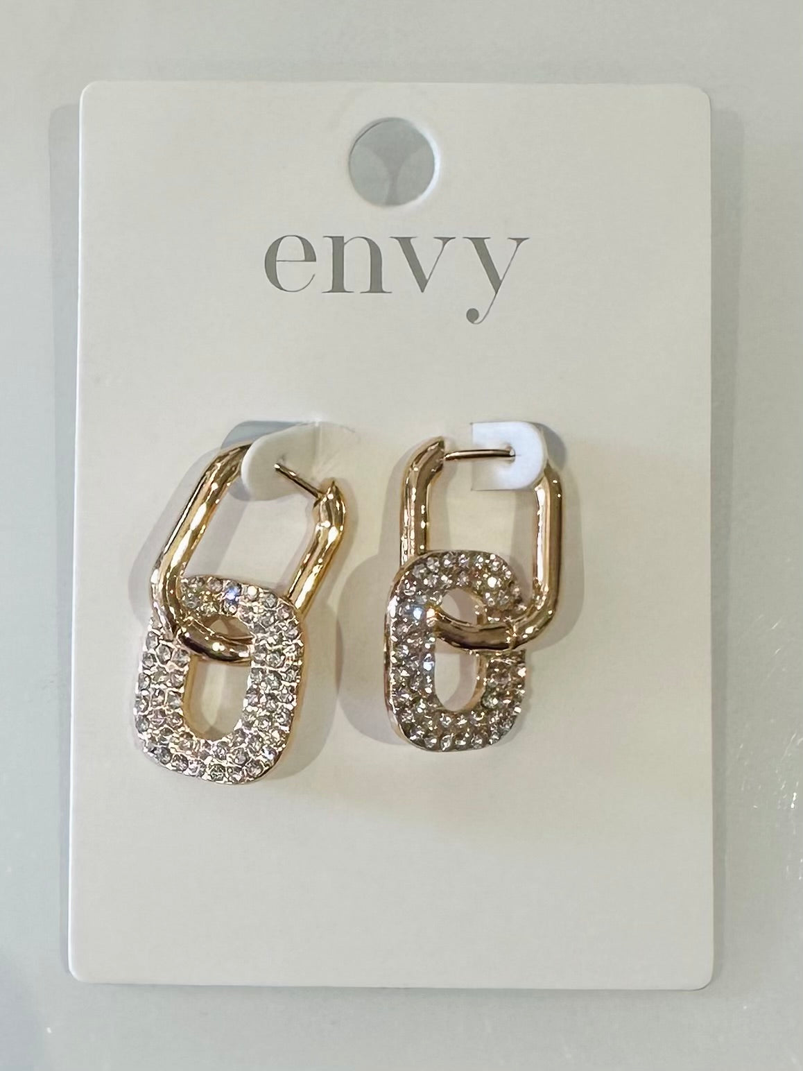 Gold Diamante Link Hoop Earrings