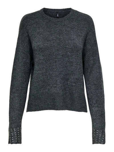 ONLY Grey Diamante Sleeve Jumper