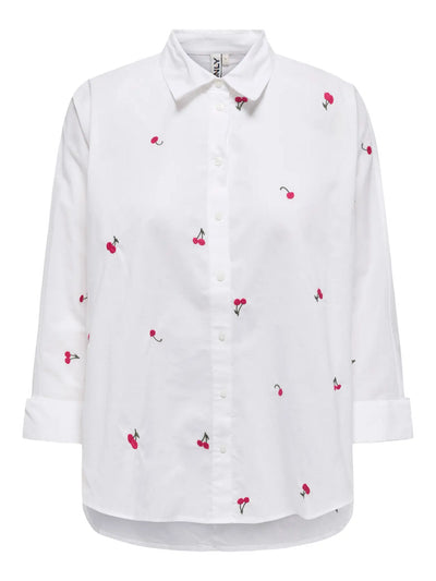 ONLY White & Red Cherries Shirt