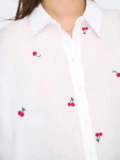 ONLY White & Red Cherries Shirt