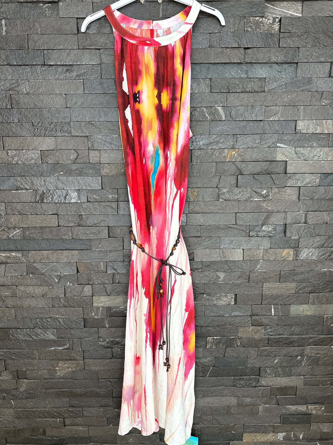 Red Sleeveless Ripple Maxi Dress