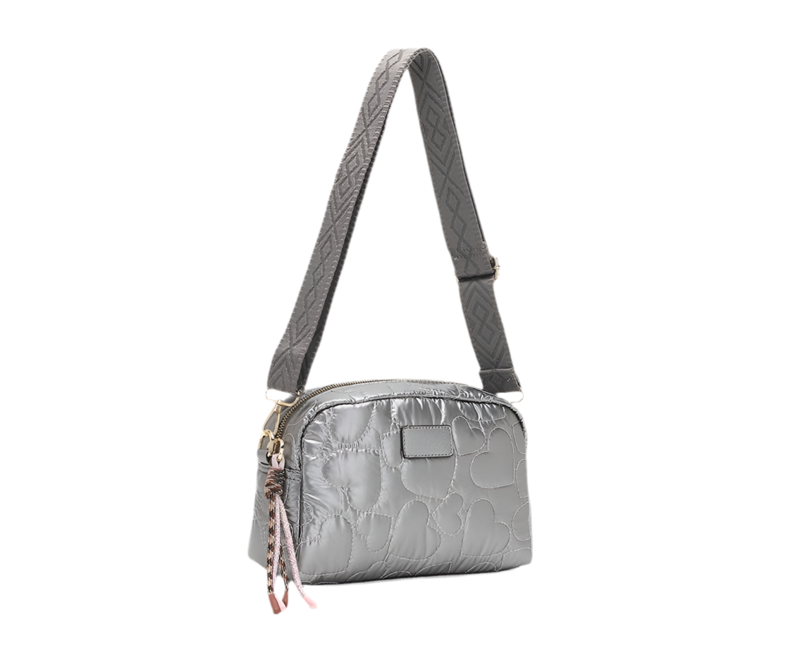 Pewter Metallic Padded Crossbody Bag