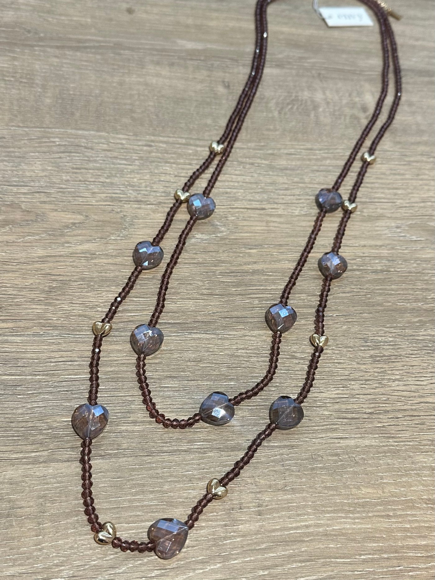 Pink Beaded Heart Necklace