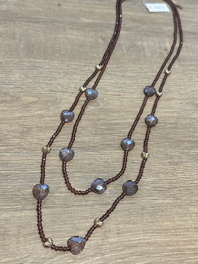 Pink Beaded Heart Necklace