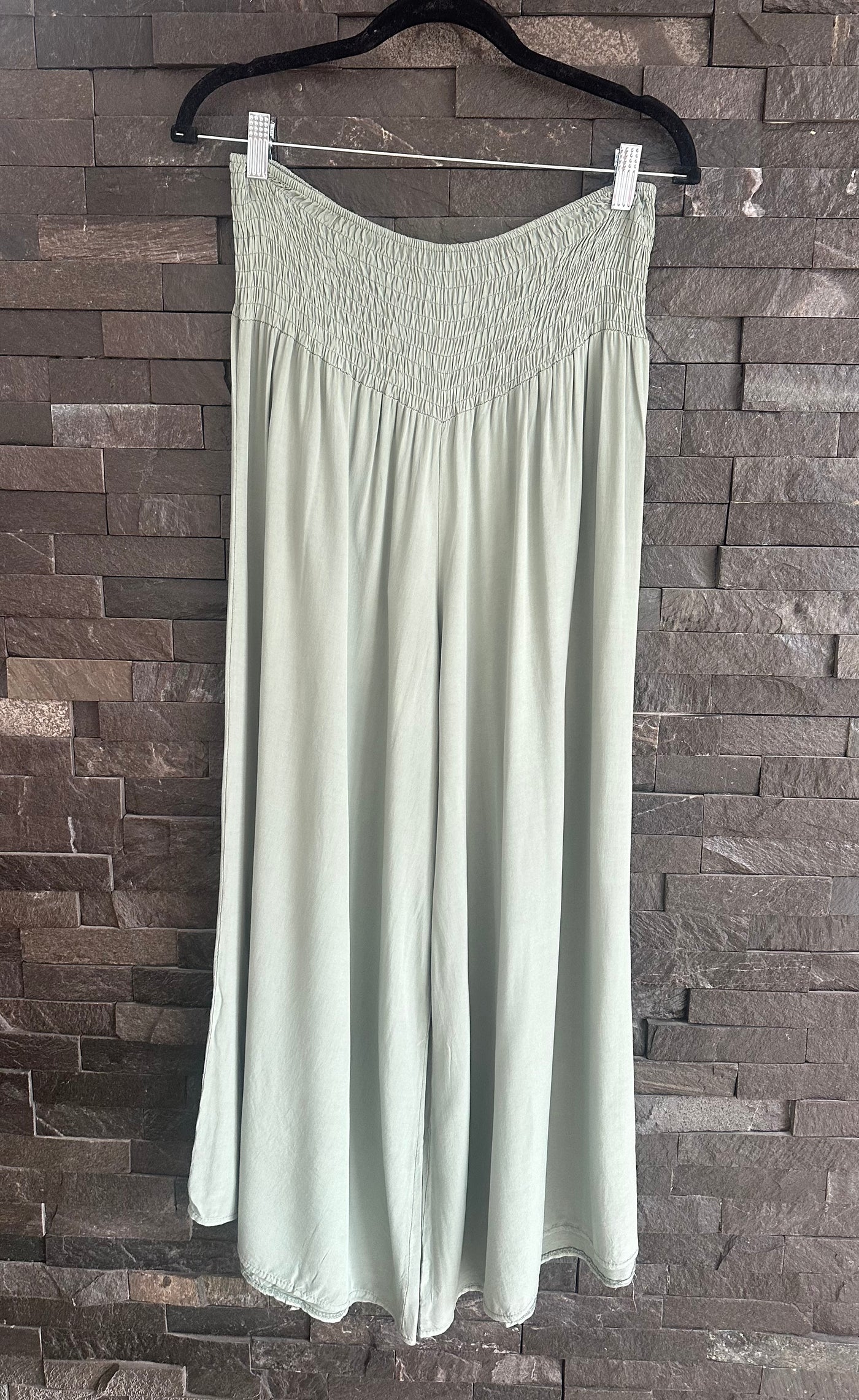 Khaki Cropped Palazzo Trousers