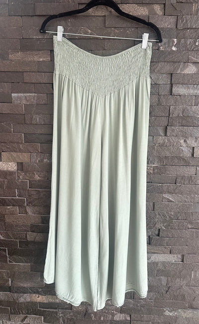 Khaki Cropped Palazzo Trousers