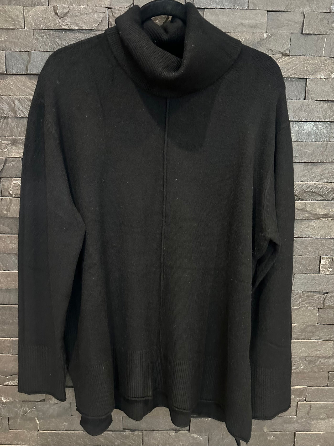 Black Rollneck Seam Detail Jumper