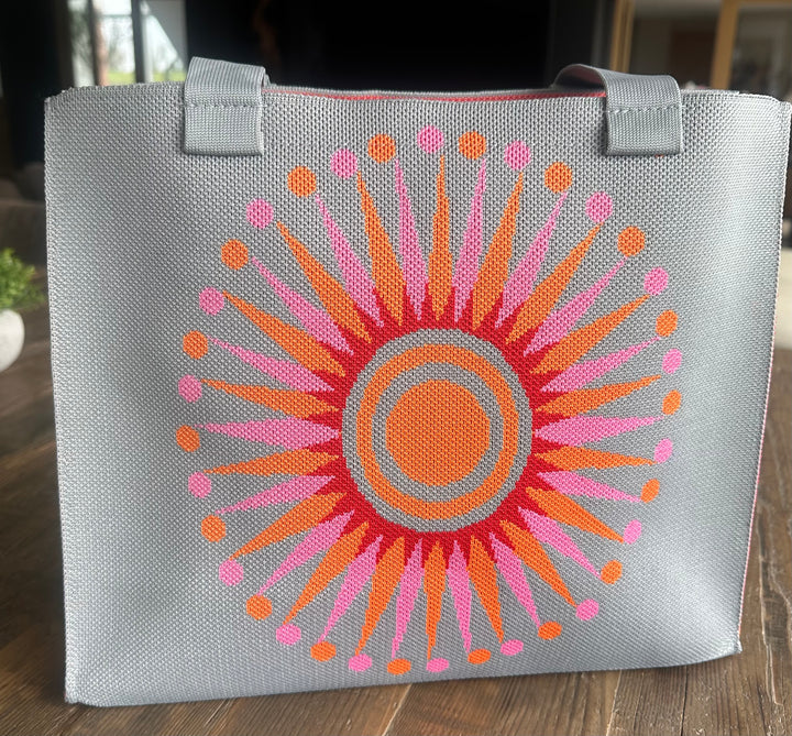 Zelly Medium Grey Sunburst Tote Bag