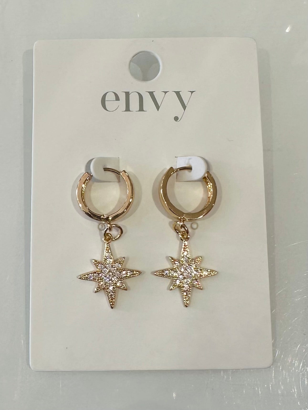 Gold Diamante Star Drop Earrings
