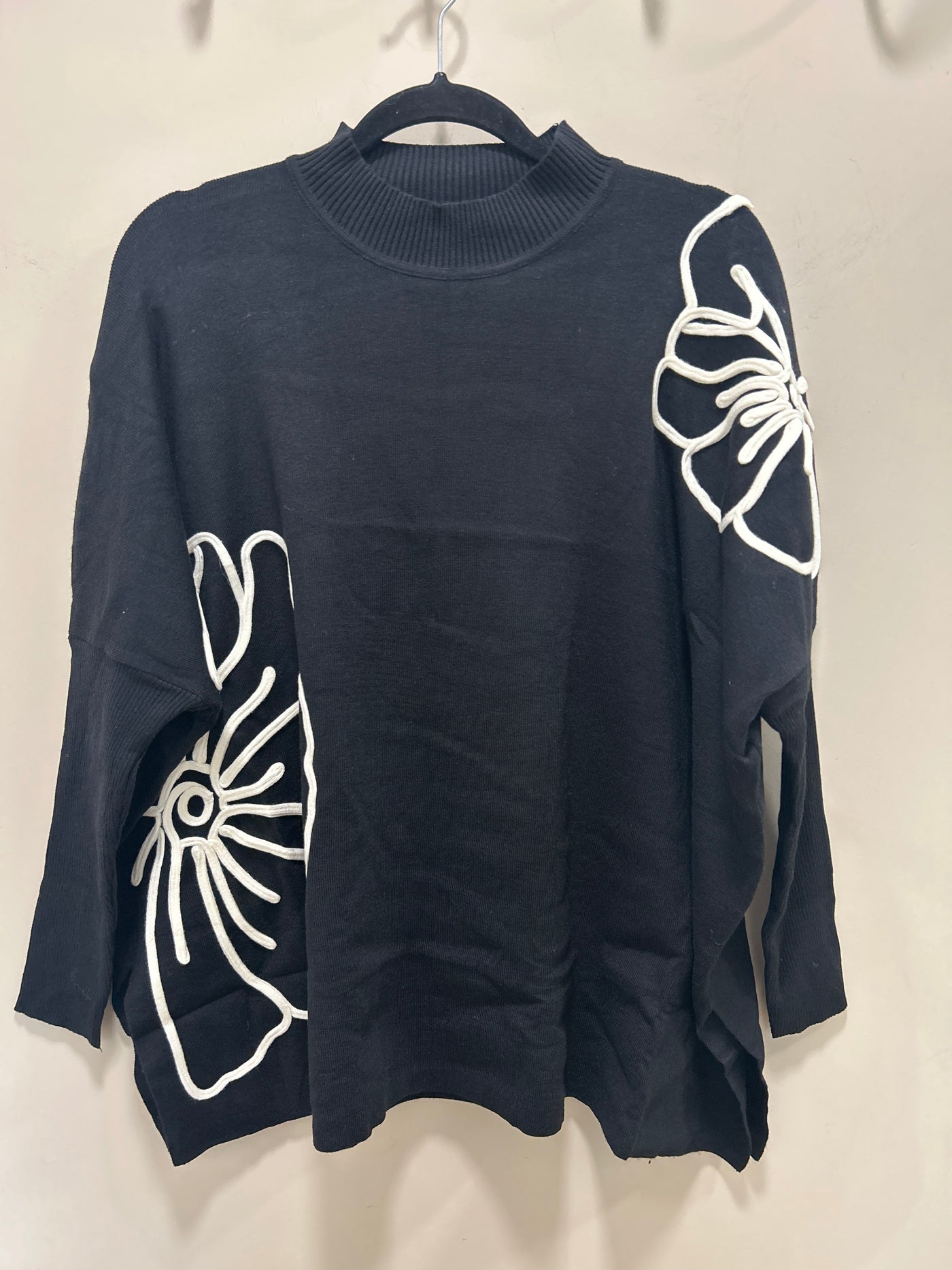Black Flower Embroidery Jumper