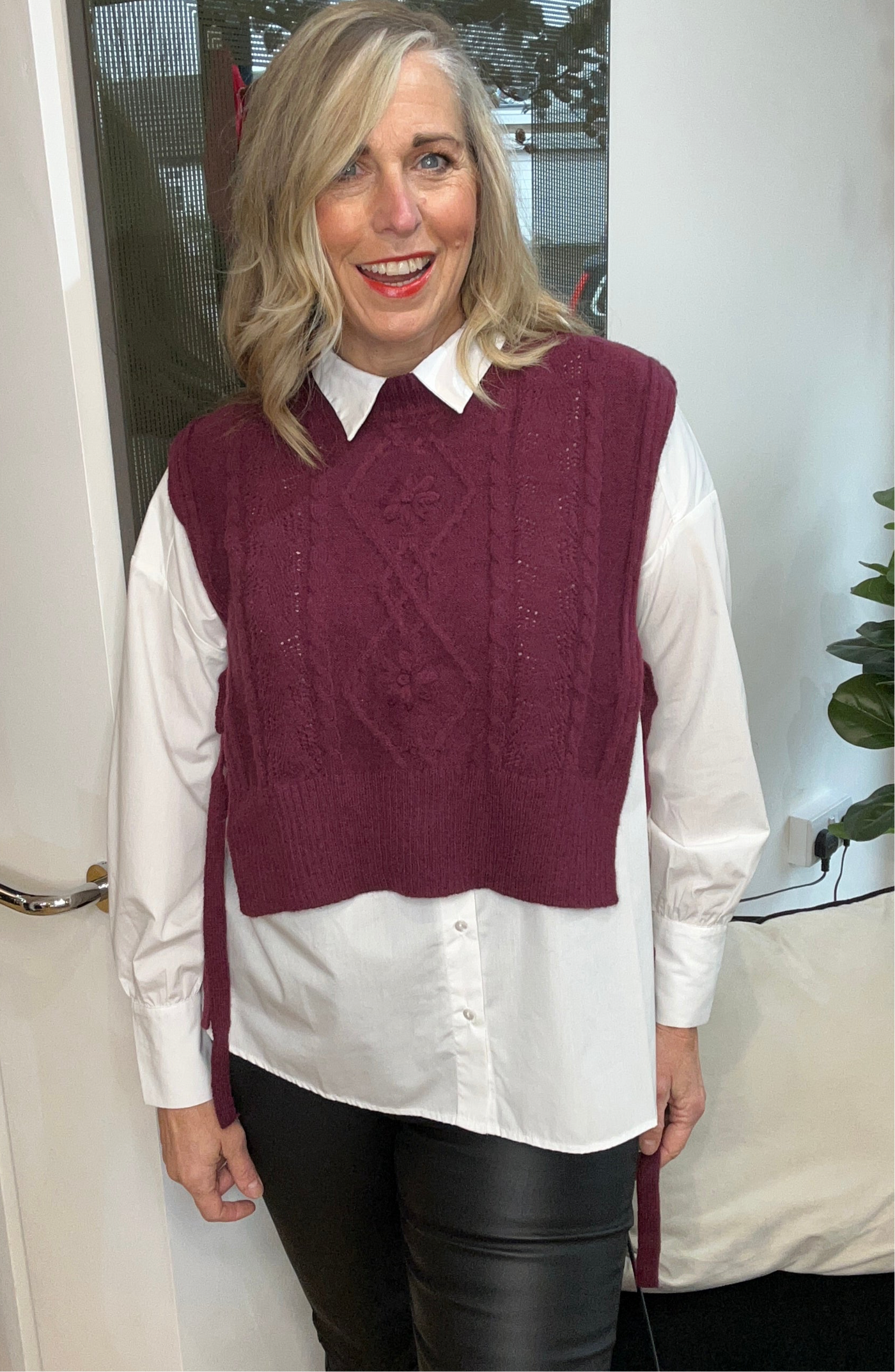 Wine Knitted Vest