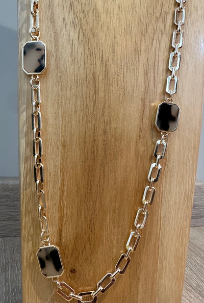 Gold & Animal Print Link Necklace