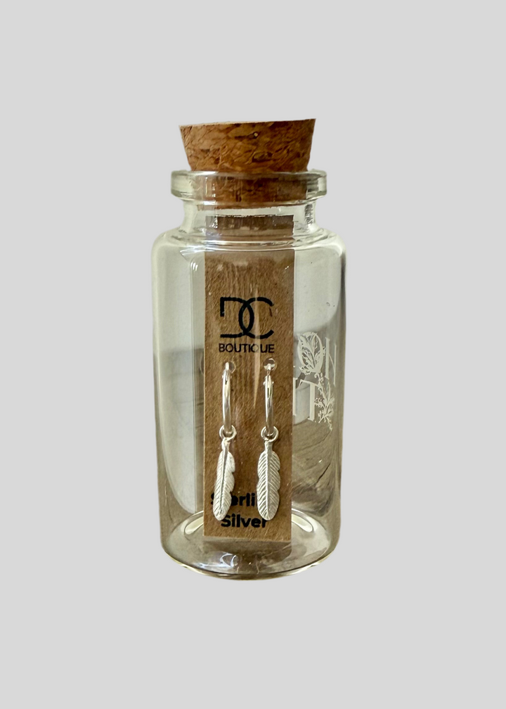 Sterling Silver Feather Hoops