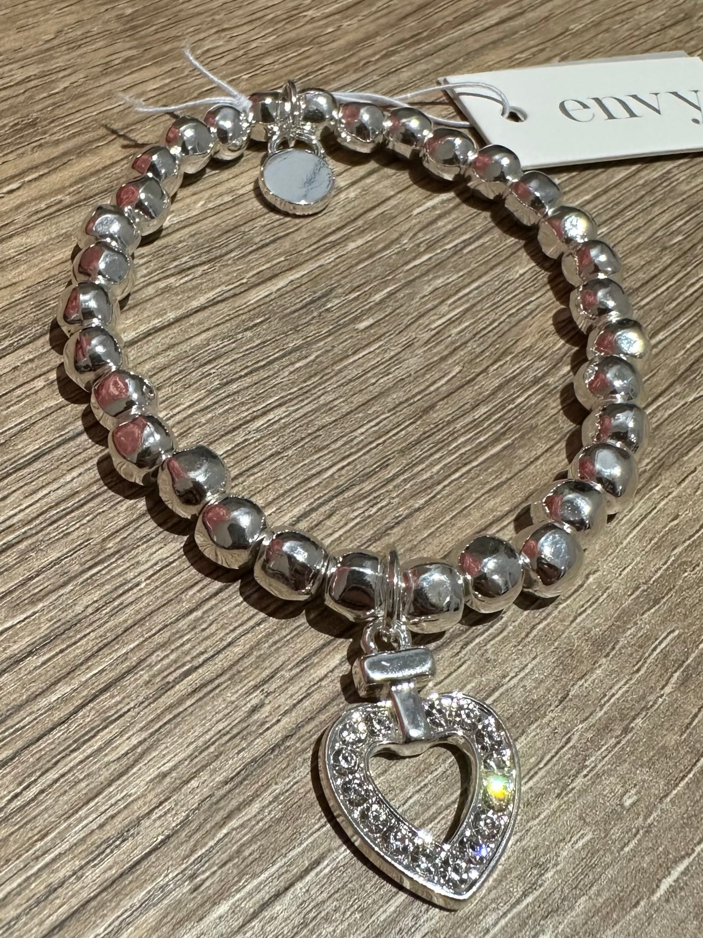 Silver Diamante Heart Bracelet