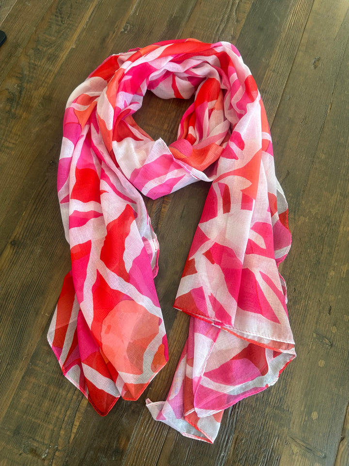 Hot Pink & Coral Abstract Scarf