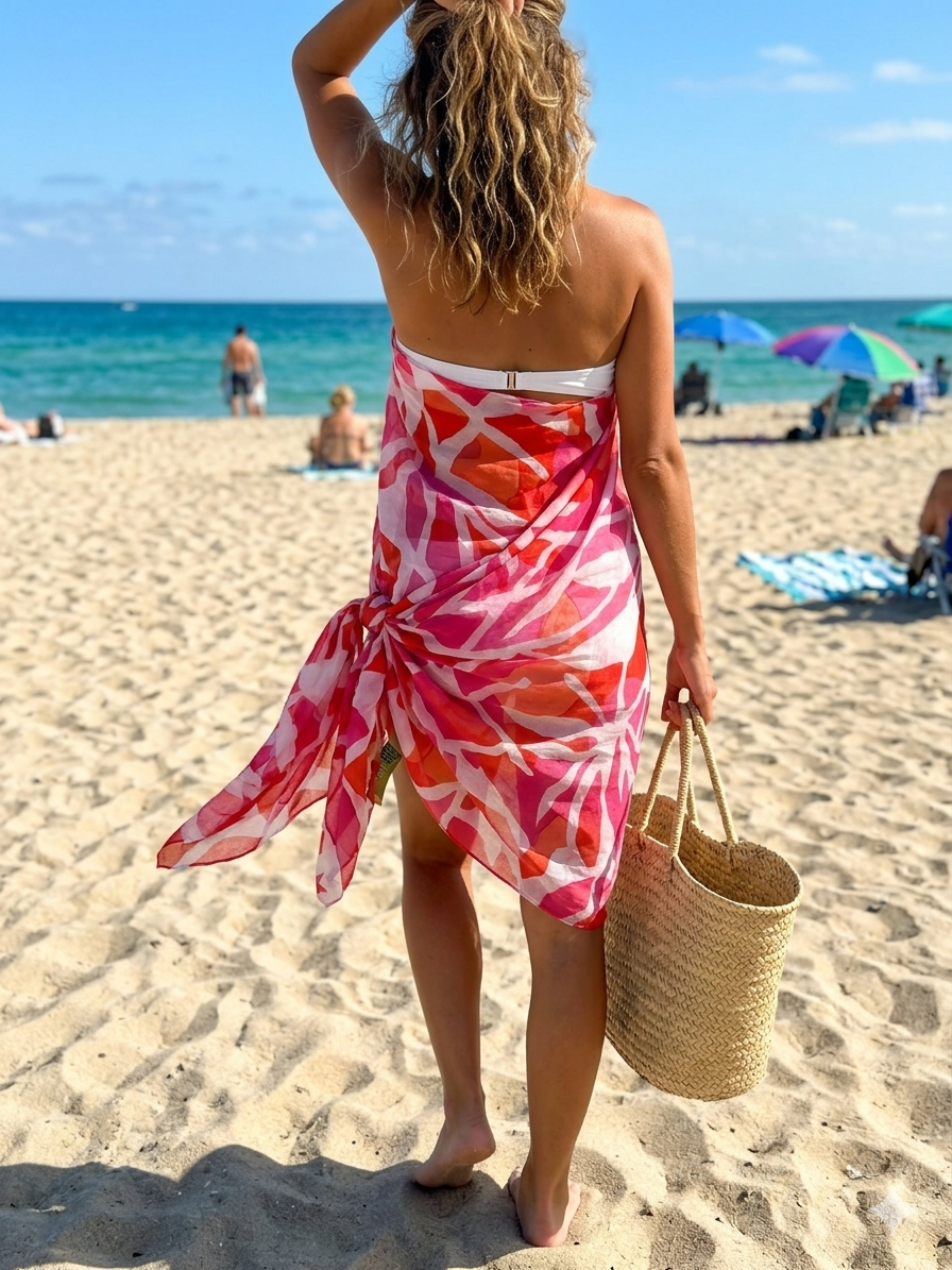 Hot Pink & Coral Abstract Scarf