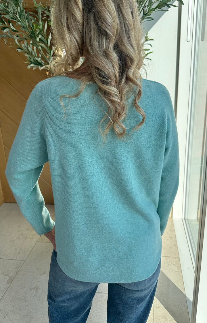 Duck Egg Seam Detail Knit