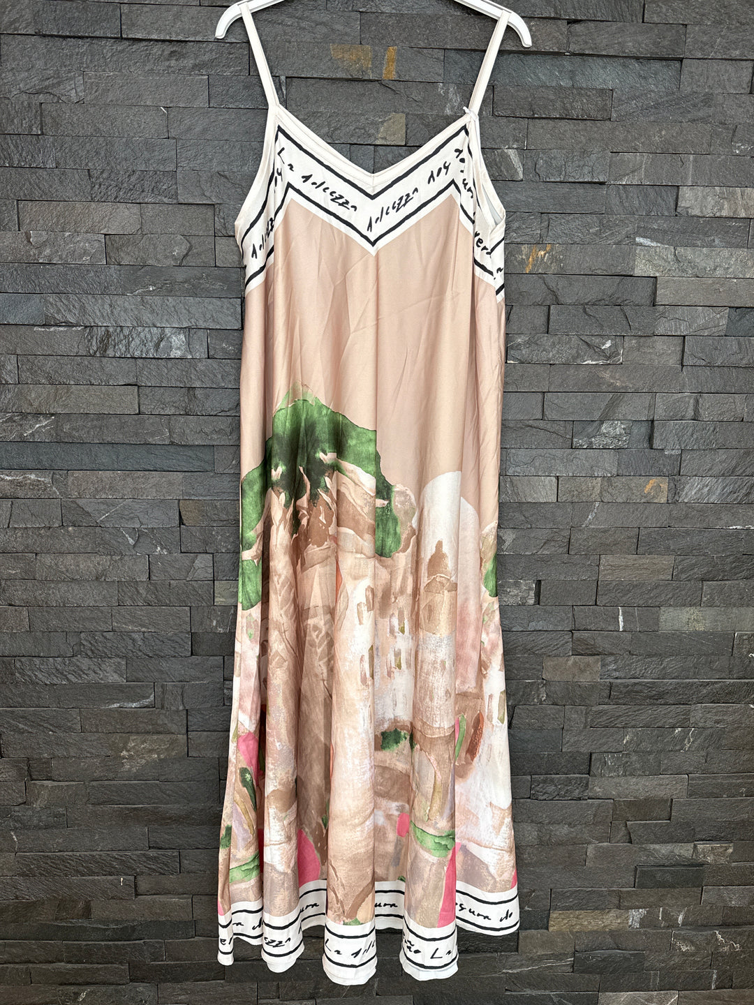 Sand Tuscan Satin Midi Dress
