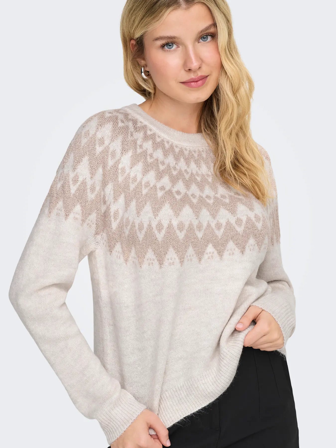 ONLY Sand Glitter Zig Zag Knit