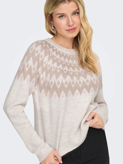ONLY Sand Glitter Zig Zag Knit