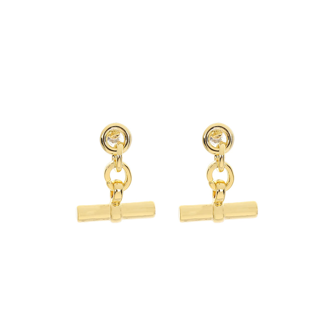 Gold T-Bar Drop Earrings