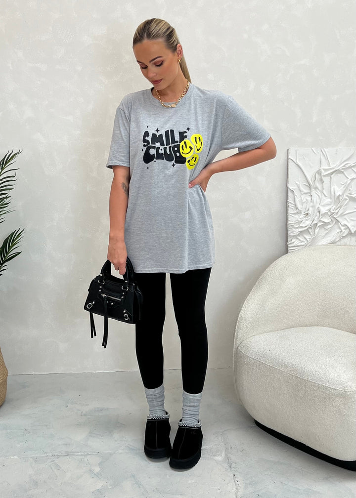 Grey Smile Club T Shirt
