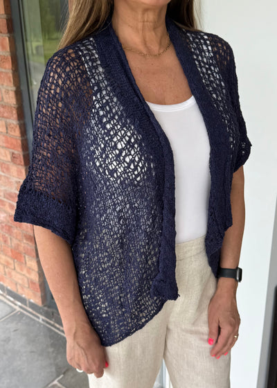 Navy Popcorn Cardigan