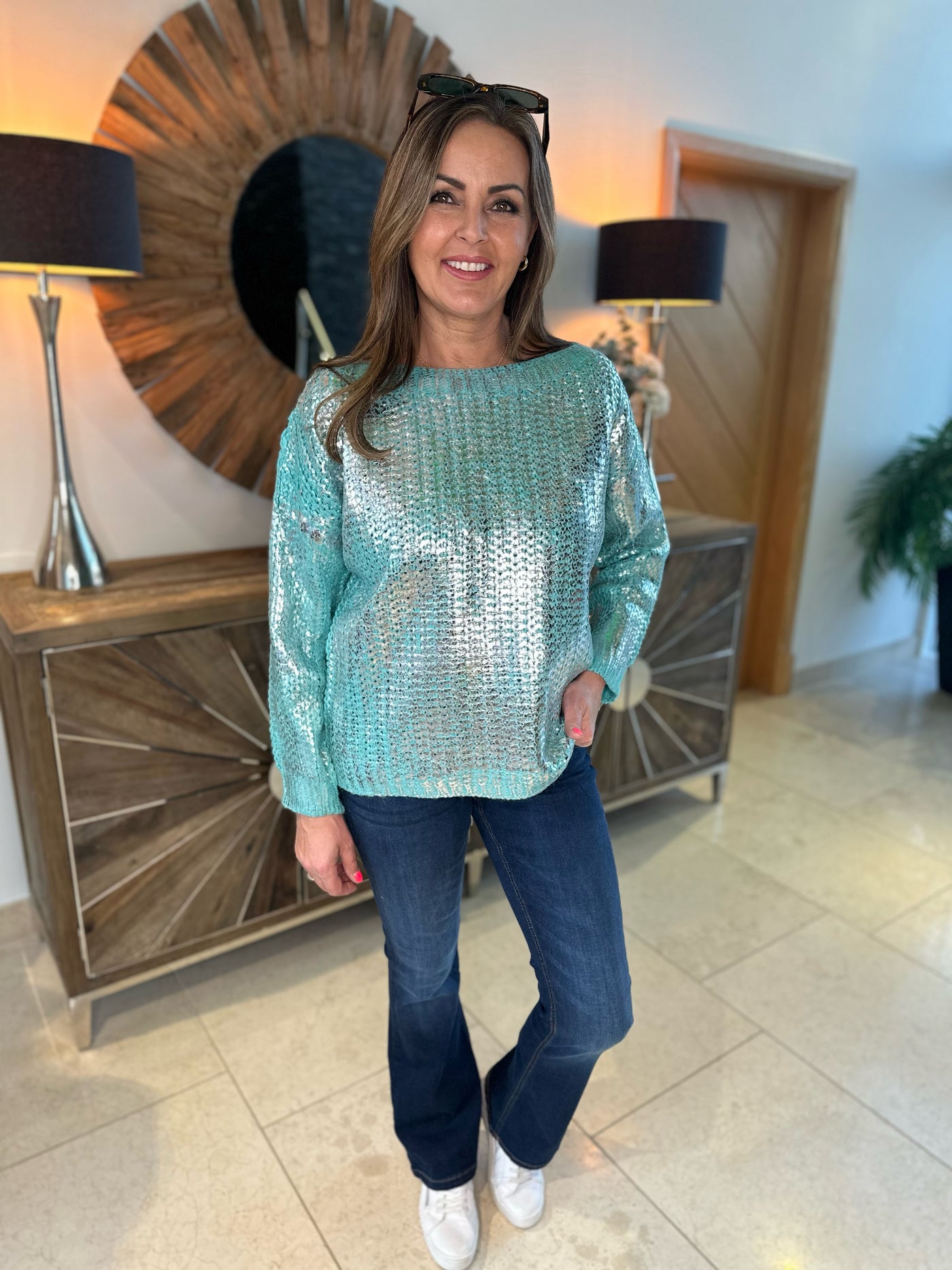 Turquoise jumpers on sale