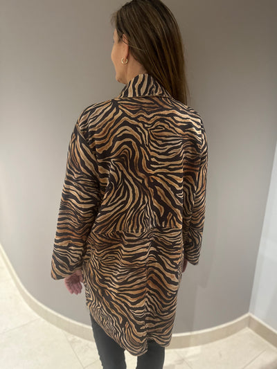 Tan Zebra Soft Suedette Coat