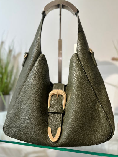 Khaki Slouch Buckle Bag
