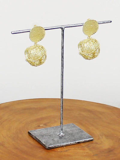 Gold Mesh Ball Earrings