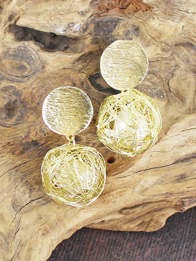 Gold Mesh Ball Earrings