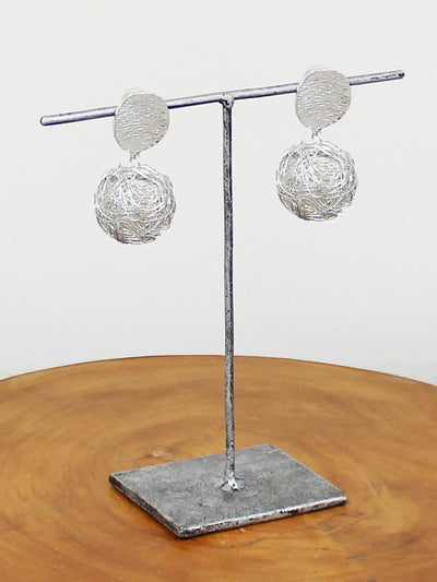 Silver Mesh Ball Earrings