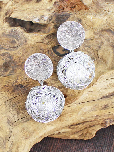 Silver Mesh Ball Earrings