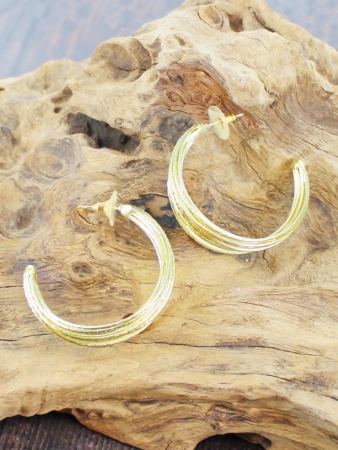 Gold Multi Strand Hoop Earrings