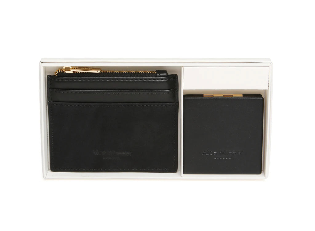 Boxed Black Purse & Mirror Set