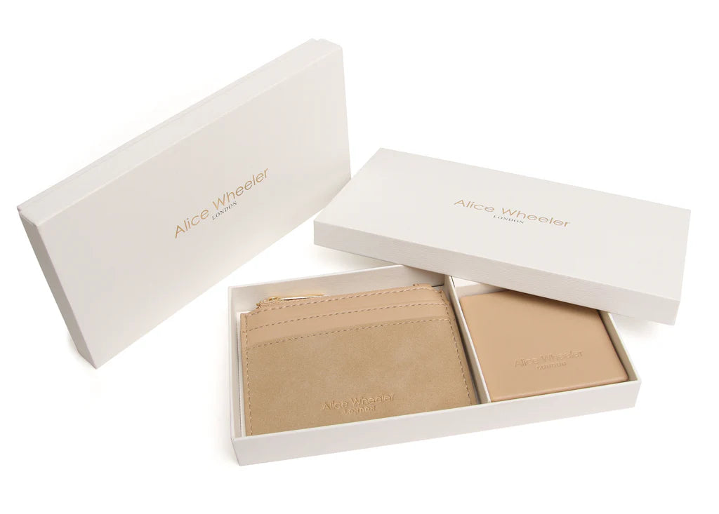 Boxed Sand Purse & Mirror Set