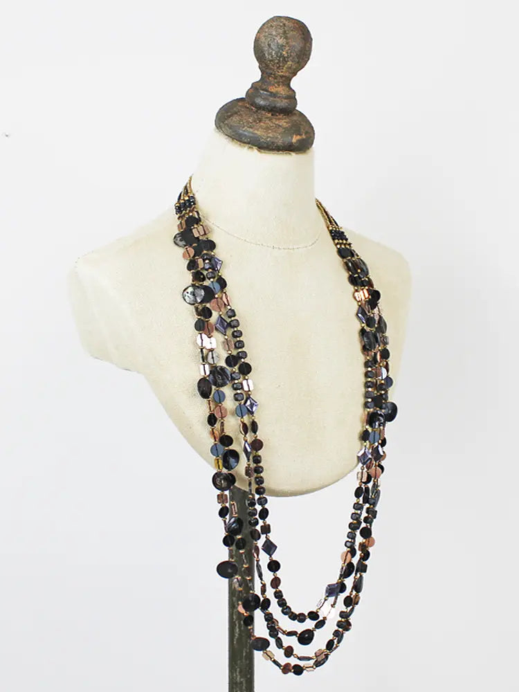 Black 4 Strand Sequin Necklace