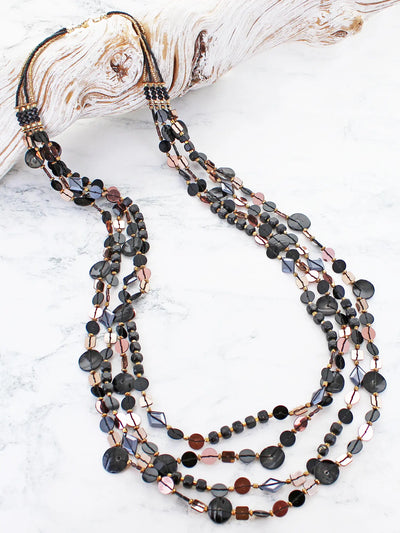 Black 4 Strand Sequin Necklace