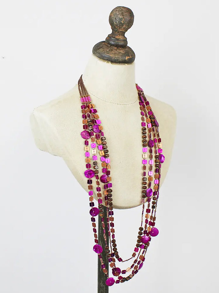 Purple 4 Strand Sequin Necklace
