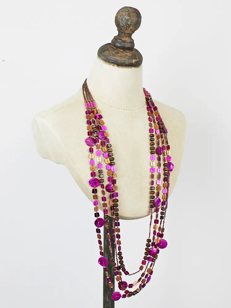 Purple 4 Strand Sequin Necklace