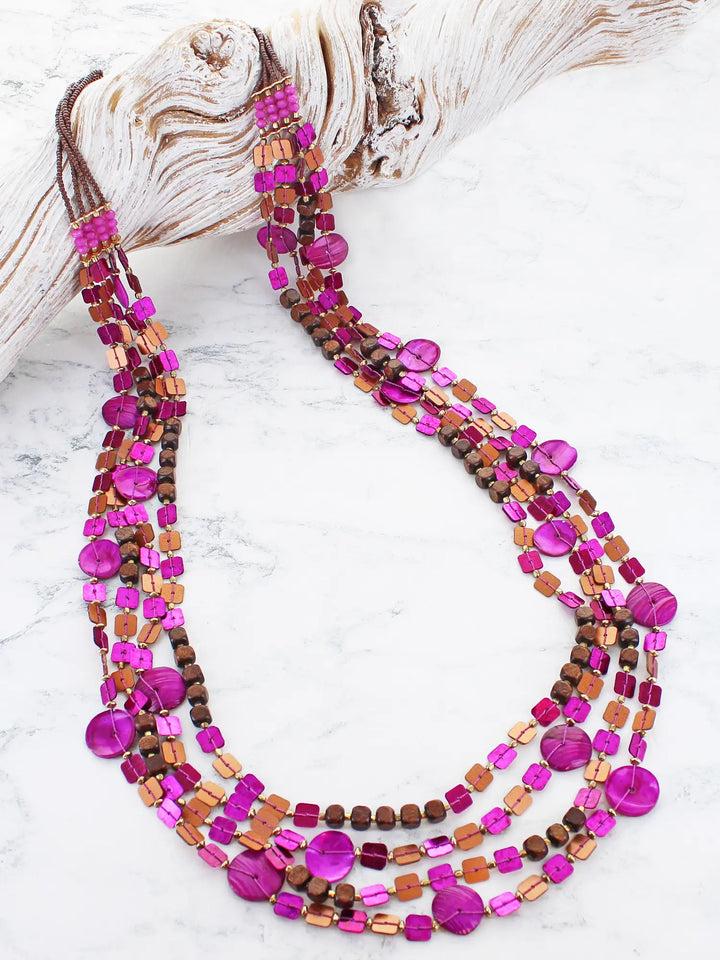 Purple 4 Strand Sequin Necklace