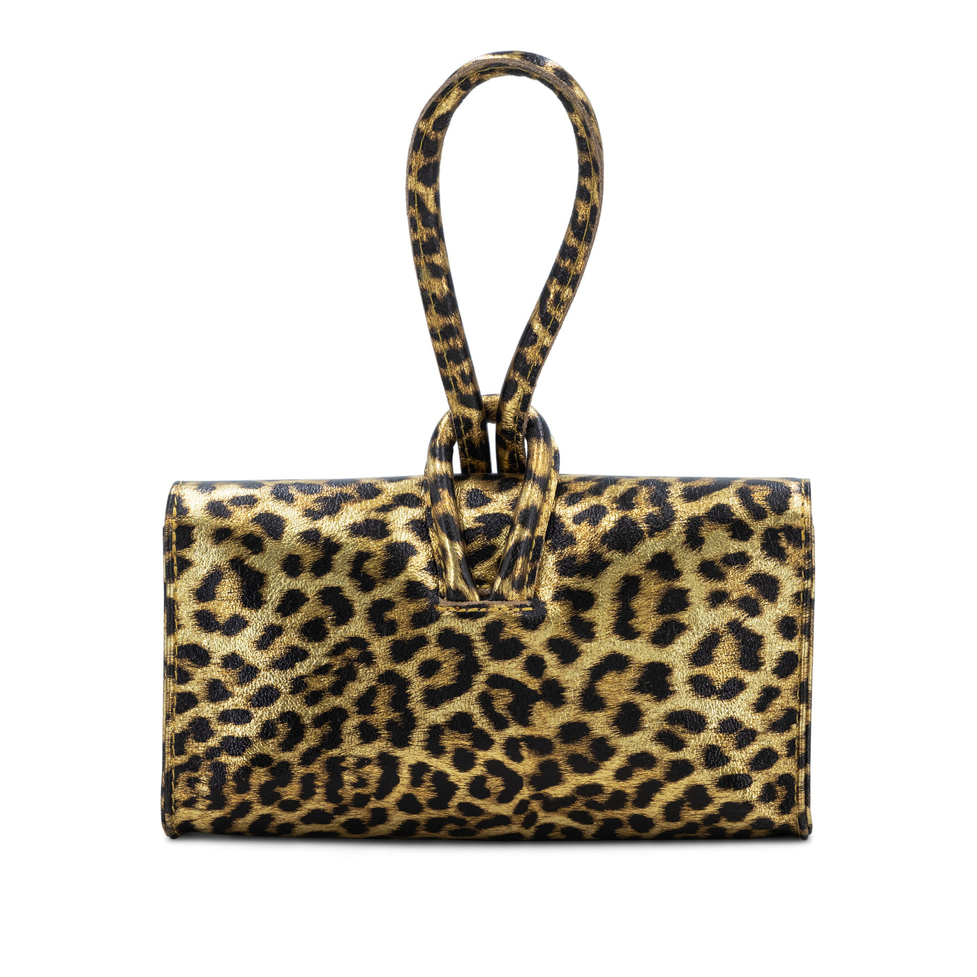 Gold Leopard Leather Loop Bag