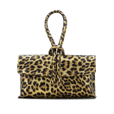 Gold Leopard Leather Loop Bag