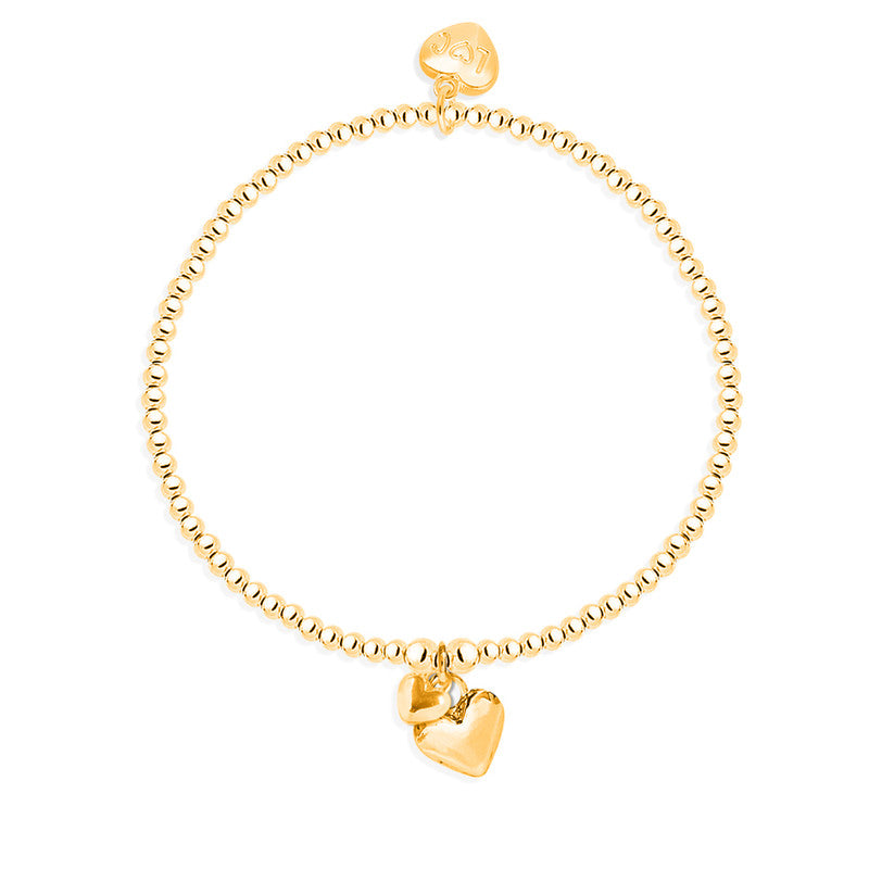 Life Charms - Gold Double Puff Heart Bracelet