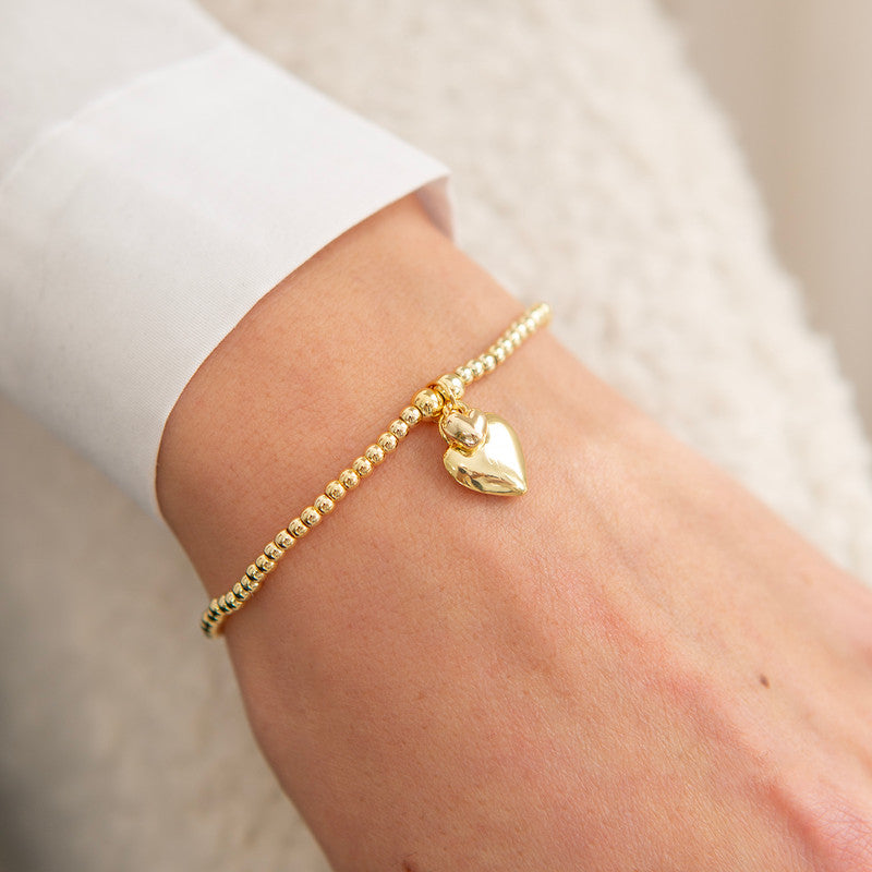 Life Charms - Gold Double Puff Heart Bracelet